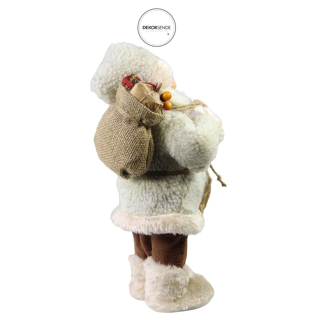 Fenerli Polarlı Noel Baba Bej 30 cm - Noel Baba ve Figürler