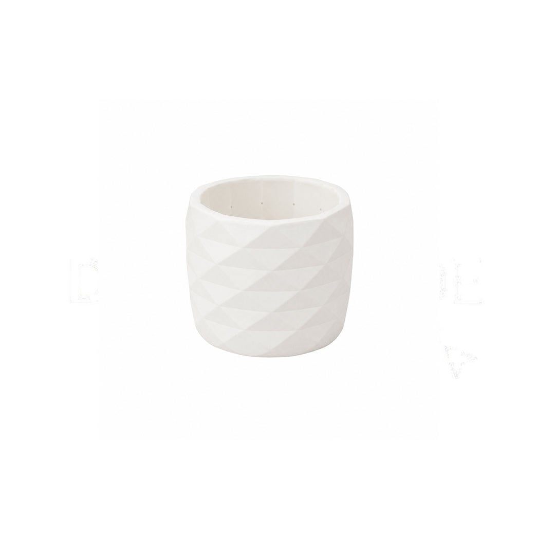 Geometrik Prizma Desen Mini Saksı Beyaz 8 cm - Kategorisiz
