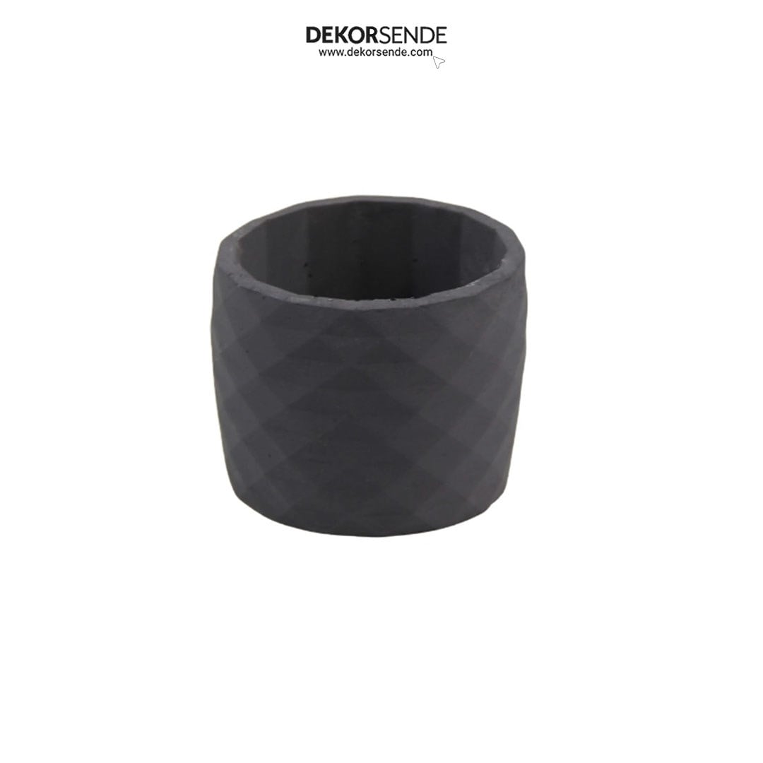 Geometrik Prizma Desen Orta Boy Saksı Füme 15 cm - Kategorisiz