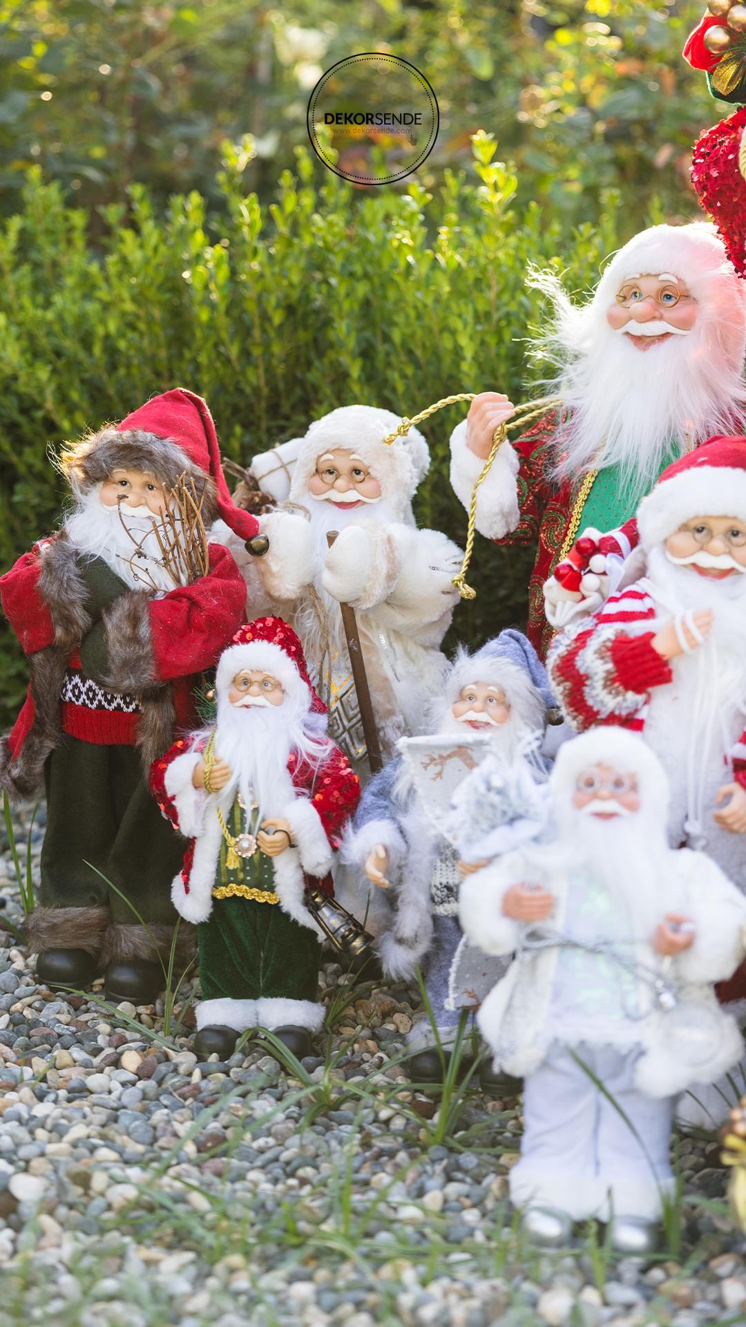 Gri Polarlı Noel Baba 30 cm - Noel Baba ve Figürler