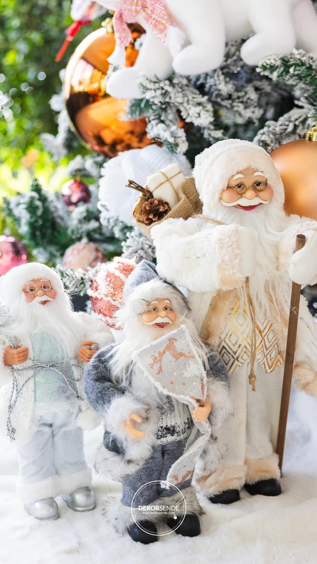 Gri Polarlı Noel Baba 30 cm - Noel Baba ve Figürler