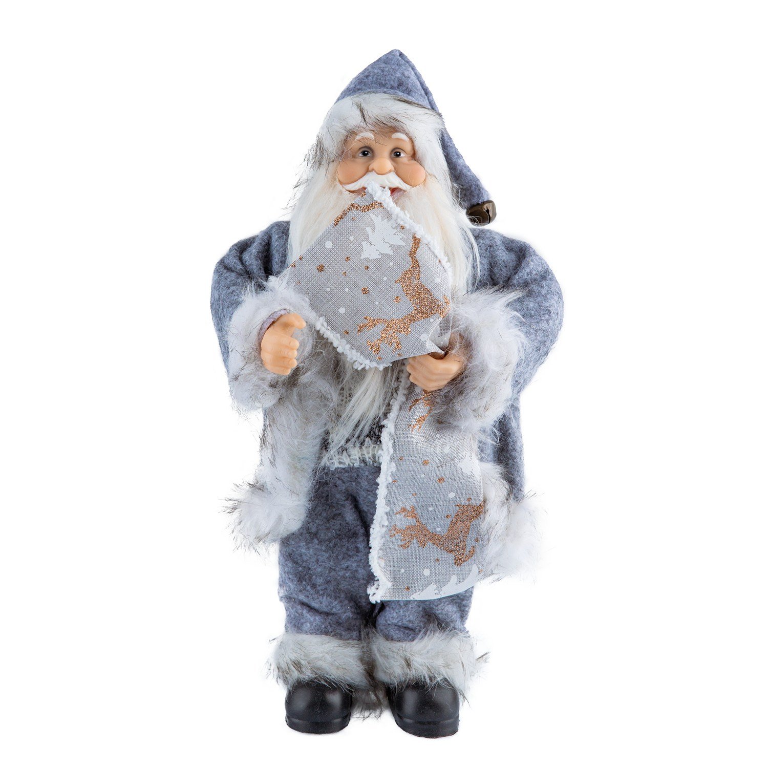 Gri Polarlı Noel Baba 30 cm - Noel Baba ve Figürler