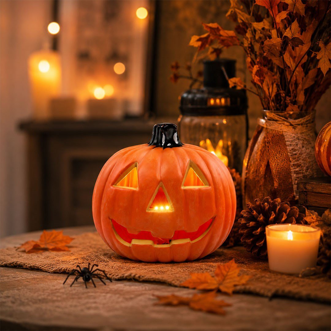Işıklı Bal Kabağı Büyük 20 x 10 cm - Halloween