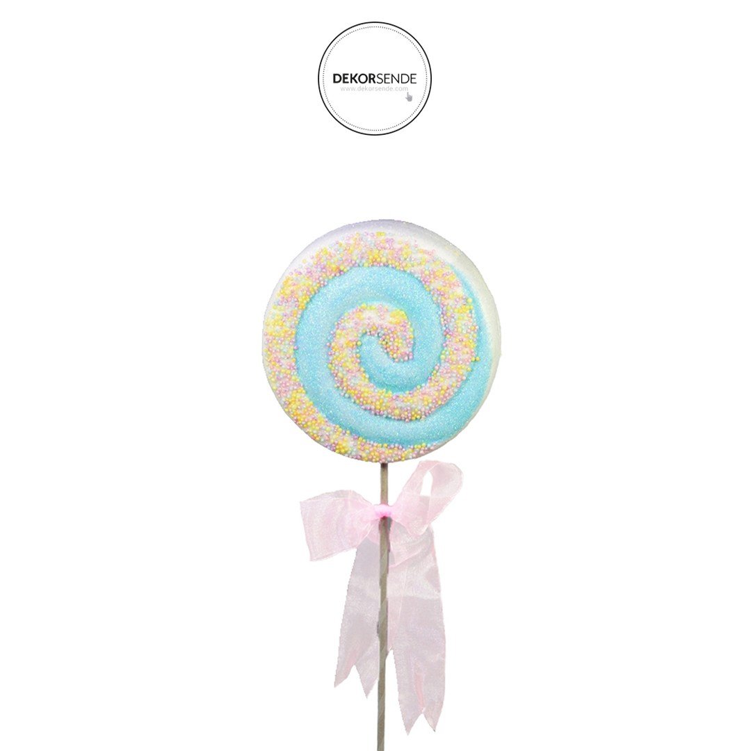 Işıltılı Yılbaşı Lolipop Süs Mint Yeşili 40 cm - Ağaç Süsleri