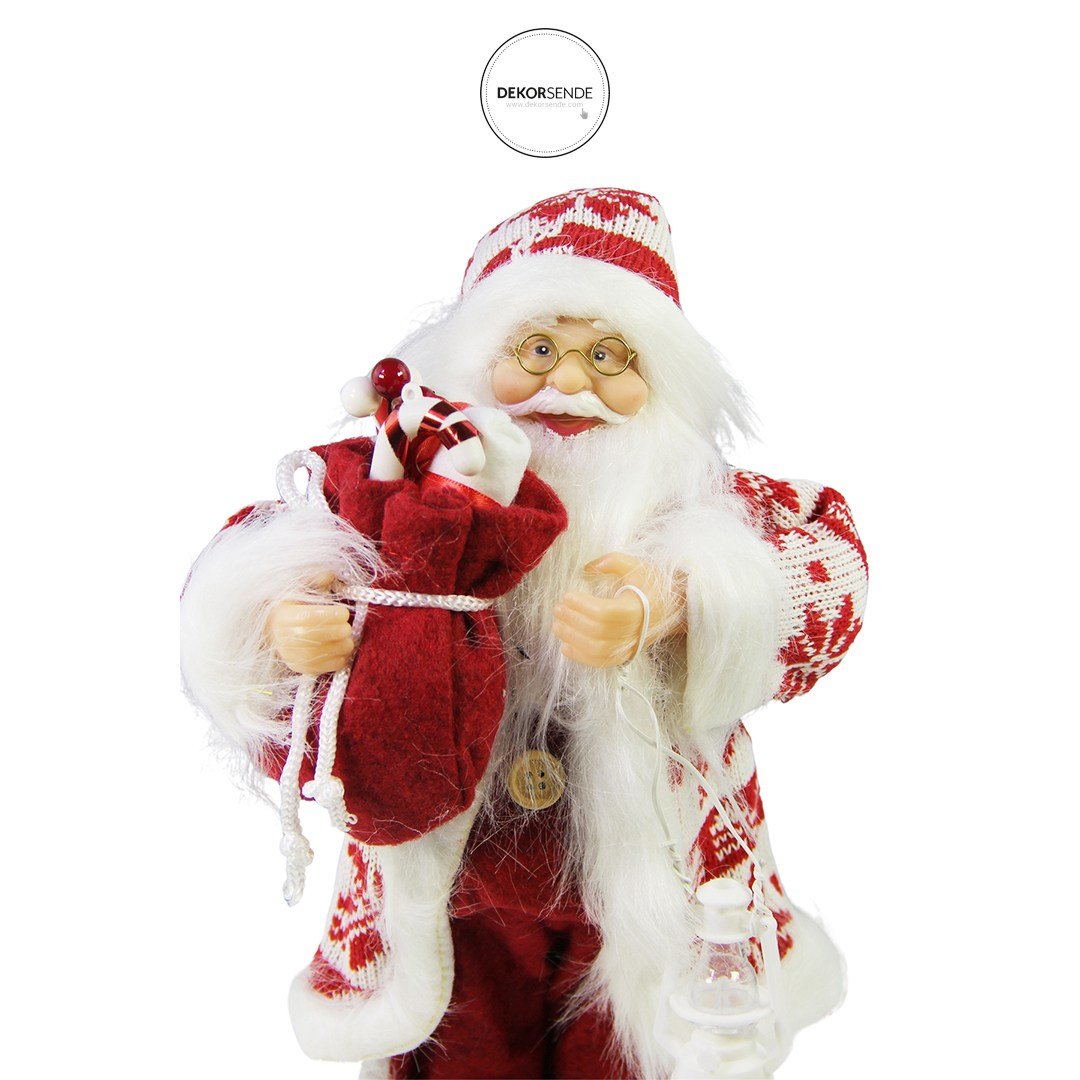 Kazaklı Noel Baba Kırmızı Beyaz 30 cm - Noel Baba ve Figürler