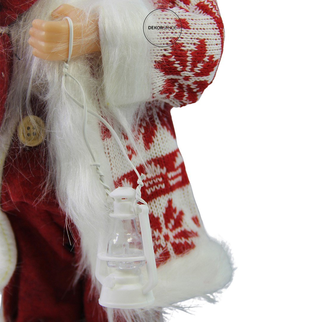 Kazaklı Noel Baba Kırmızı Beyaz 30 cm - Noel Baba ve Figürler