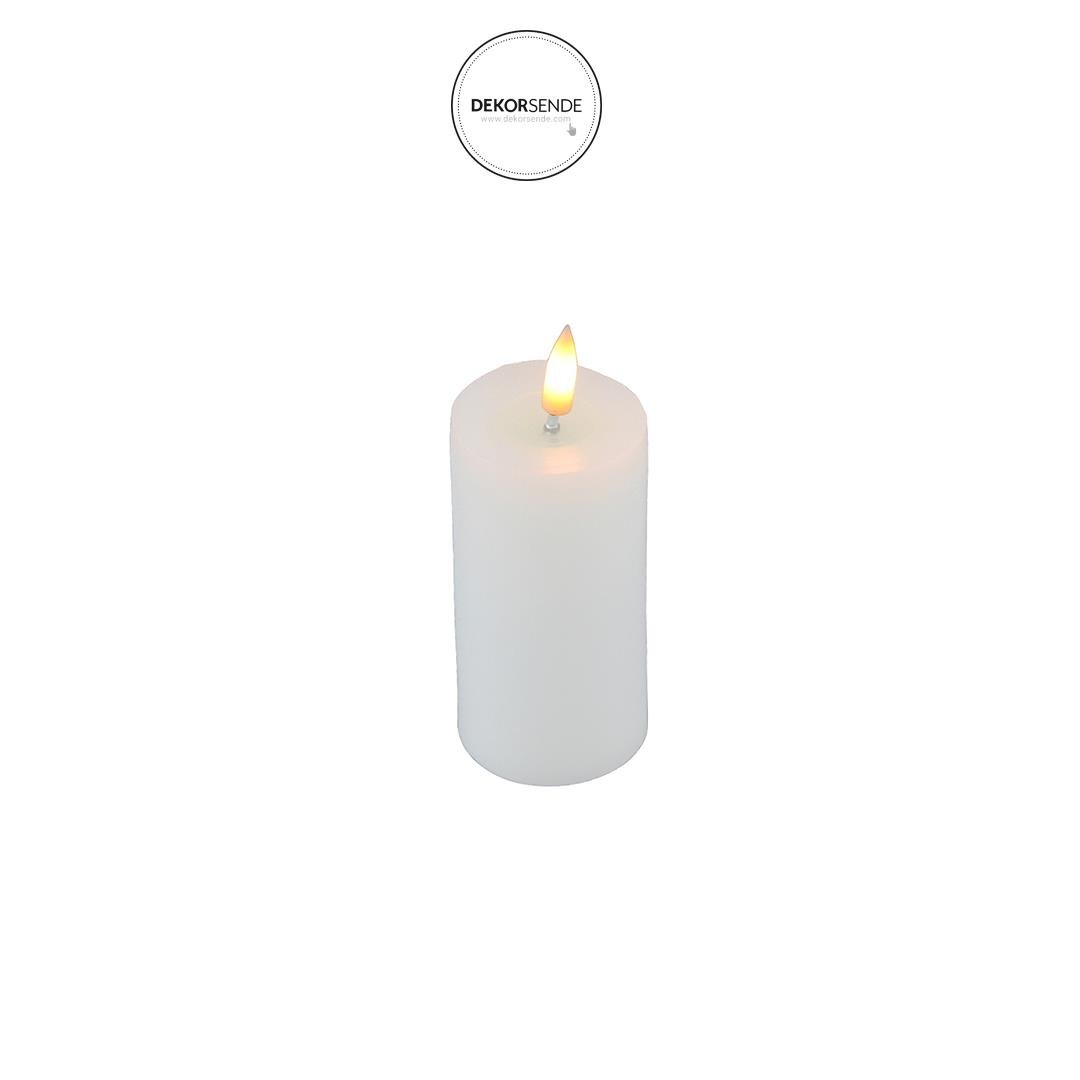 Led Kütük Mum 13 cm - Pilli Mumlar