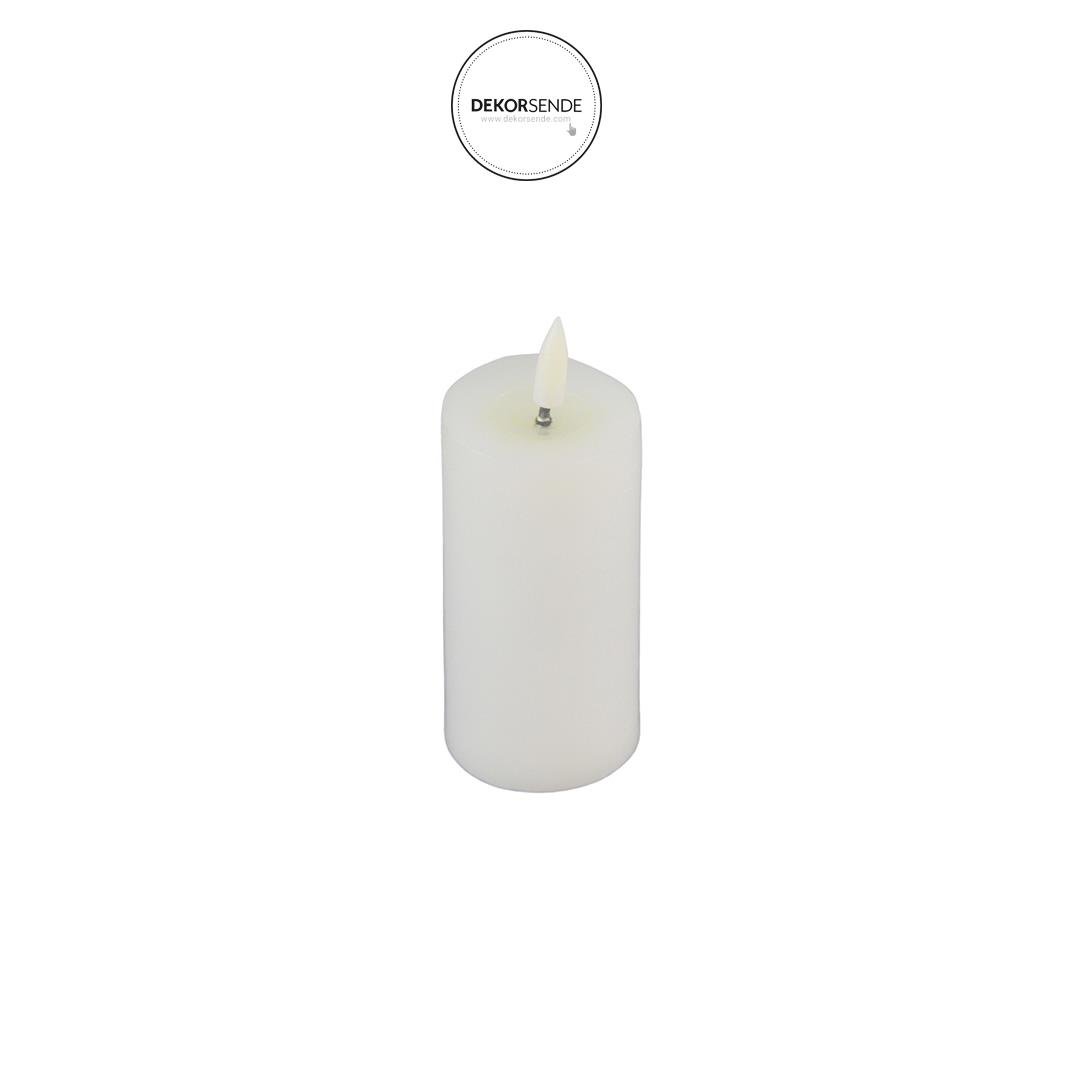 Led Kütük Mum 13 cm - Pilli Mumlar