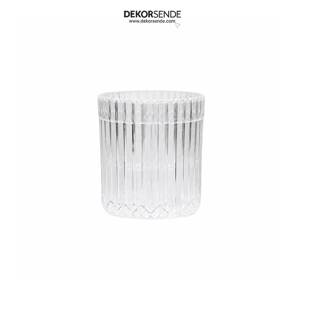 Plastik Pilli Mum Tealight Çizgili Şeffaf 7,5 cm - Kategorisiz