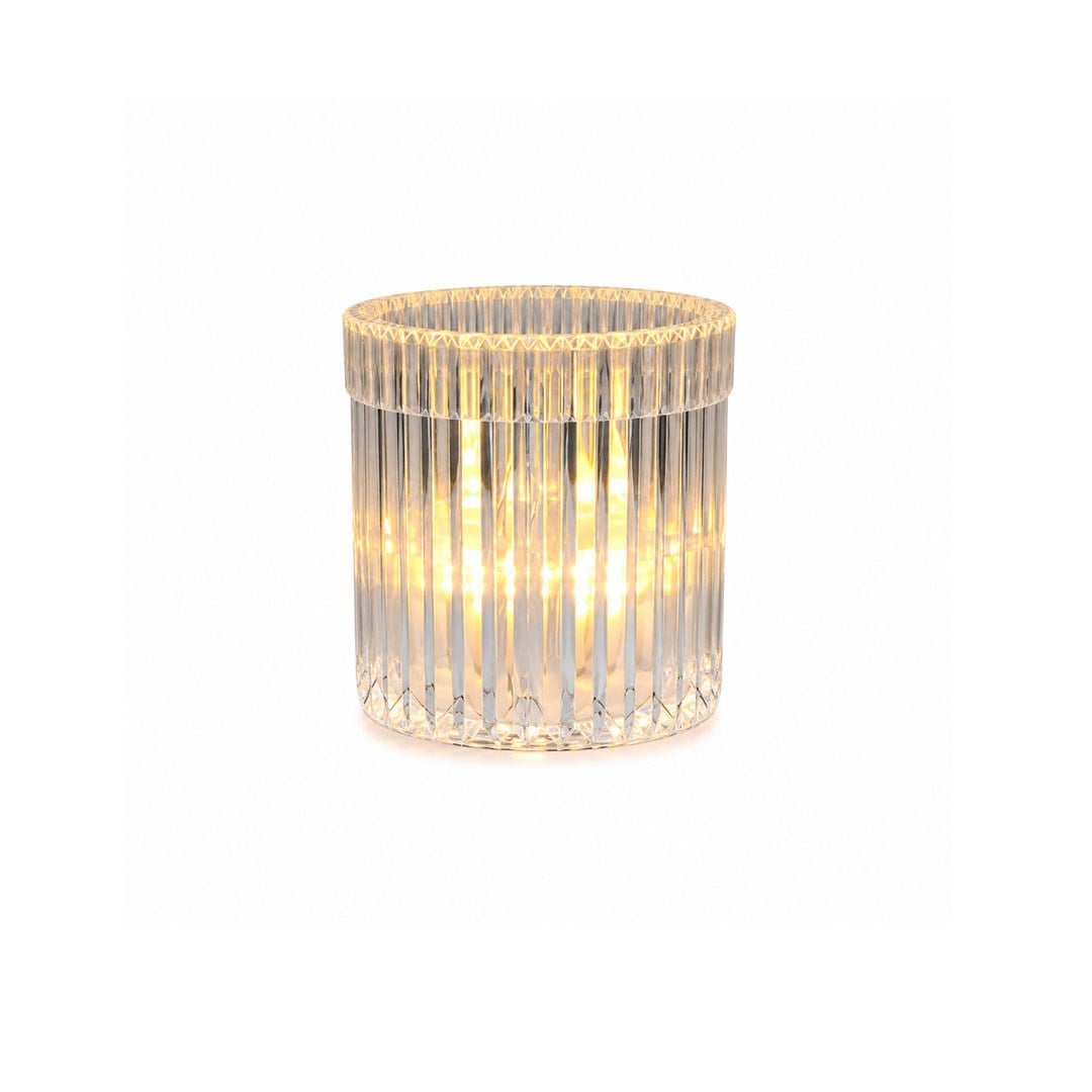 Plastik Pilli Mum Tealight Çizgili Şeffaf 7,5 cm - Kategorisiz