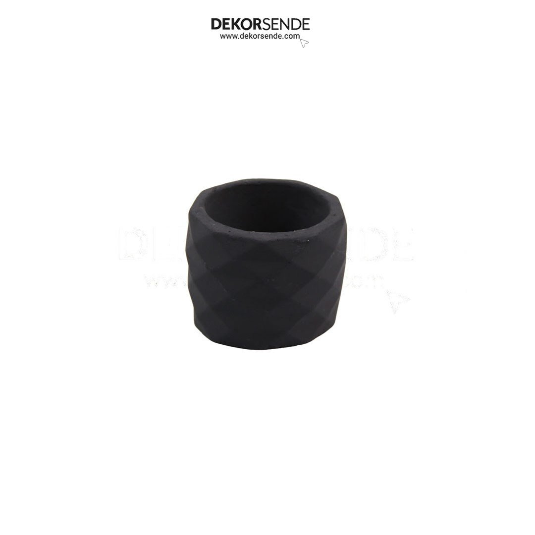 Polyester Prizma Desen Mini Saksı Füme 8 cm - Yapay Çiçek Saksıları