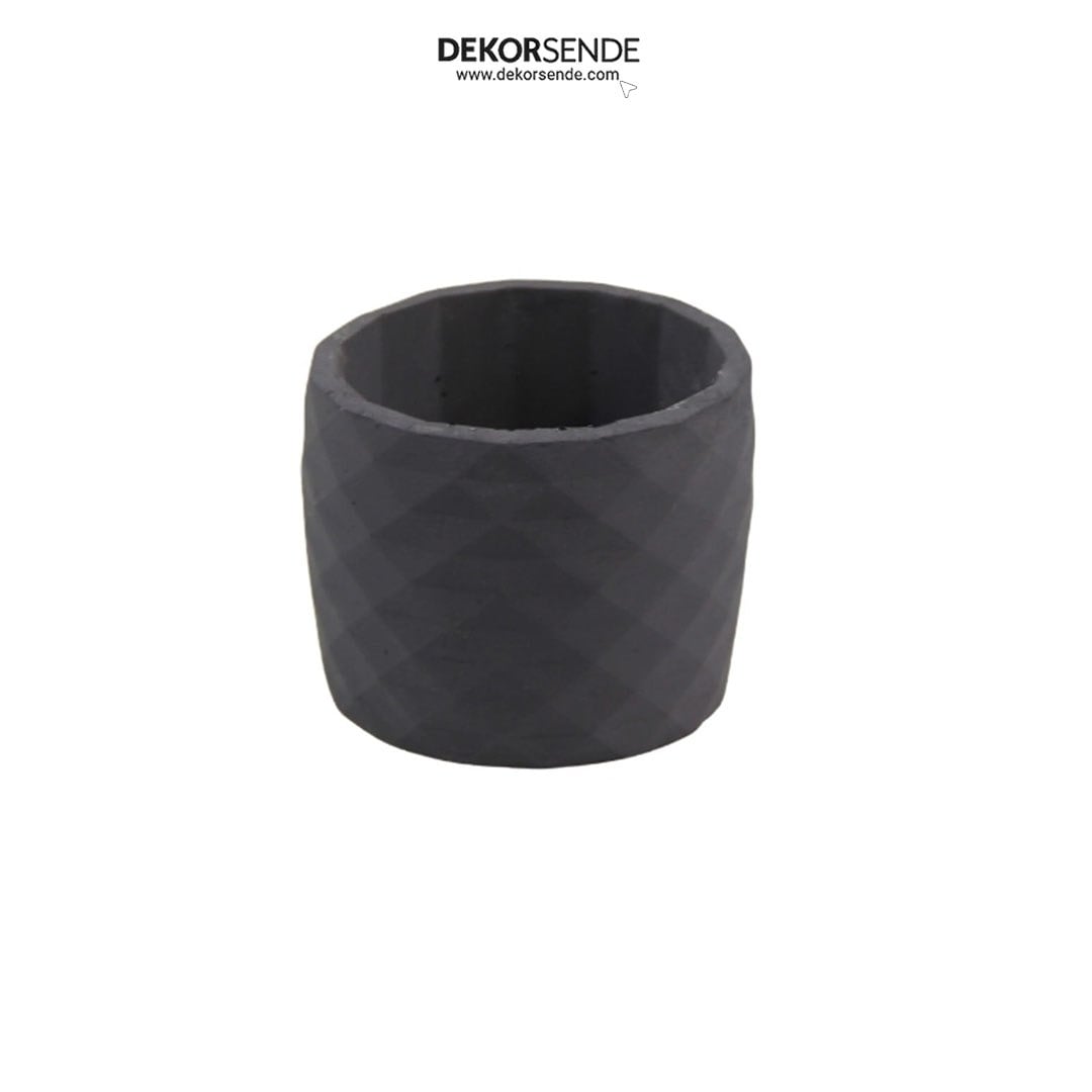 Polyester Prizma Desen Orta Boy Saksı Füme 15 cm - Yapay Çiçek Saksıları