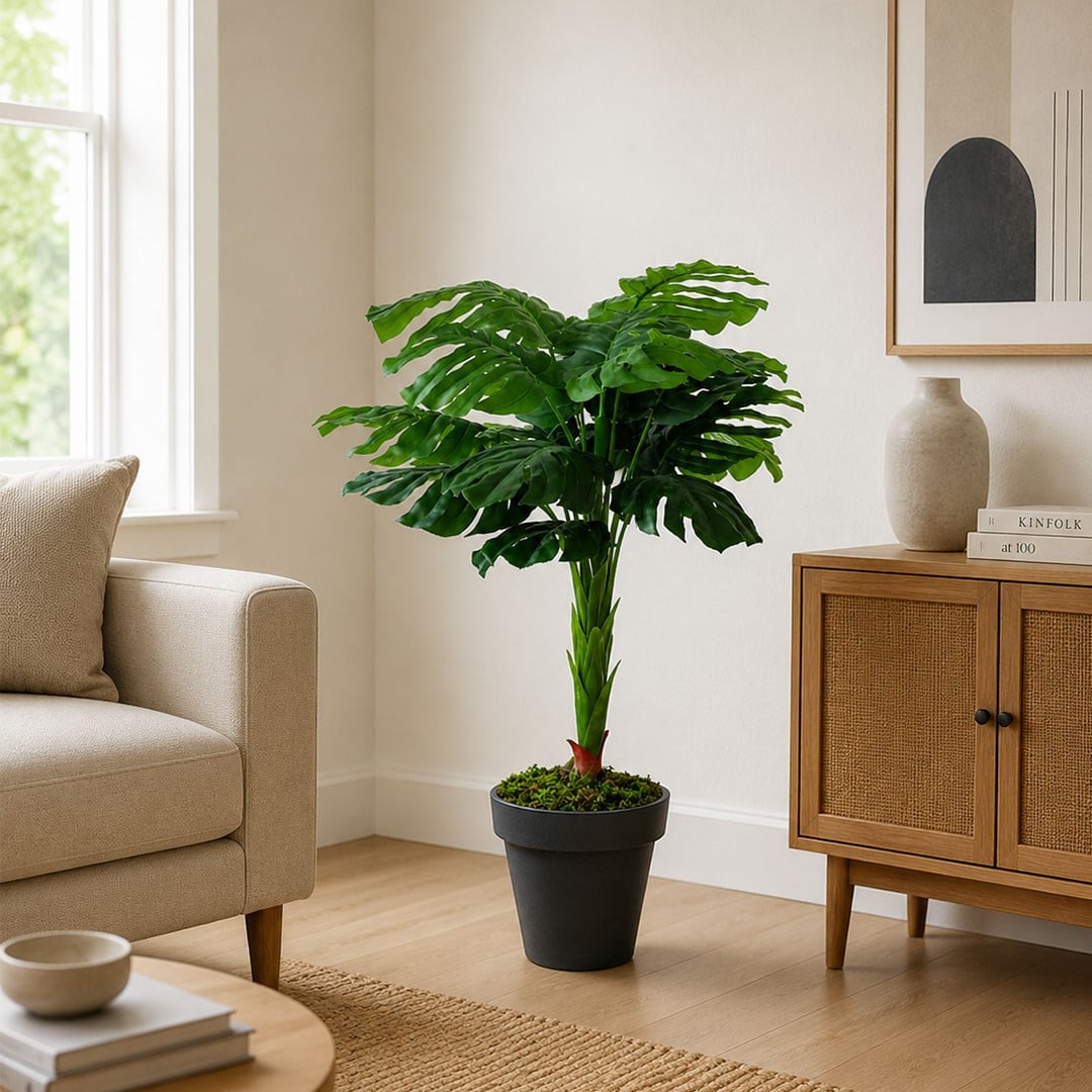 Saksısız Yapay Monstera (Deve Tabanı) Ağaç Yeşil 120 cm - Kategorisiz
