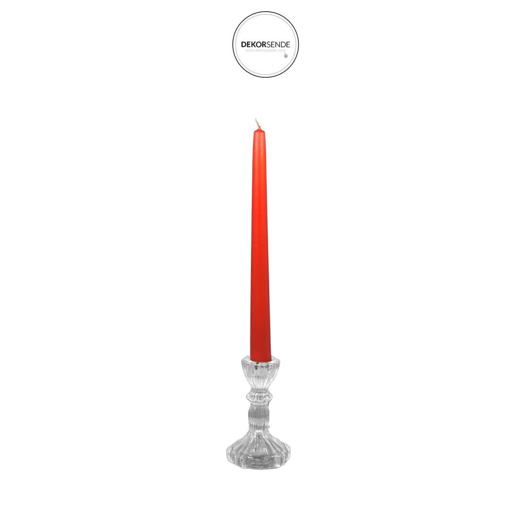 Şamdan Mat Mum 2'li Kırmızı 26 cm - Mumlar