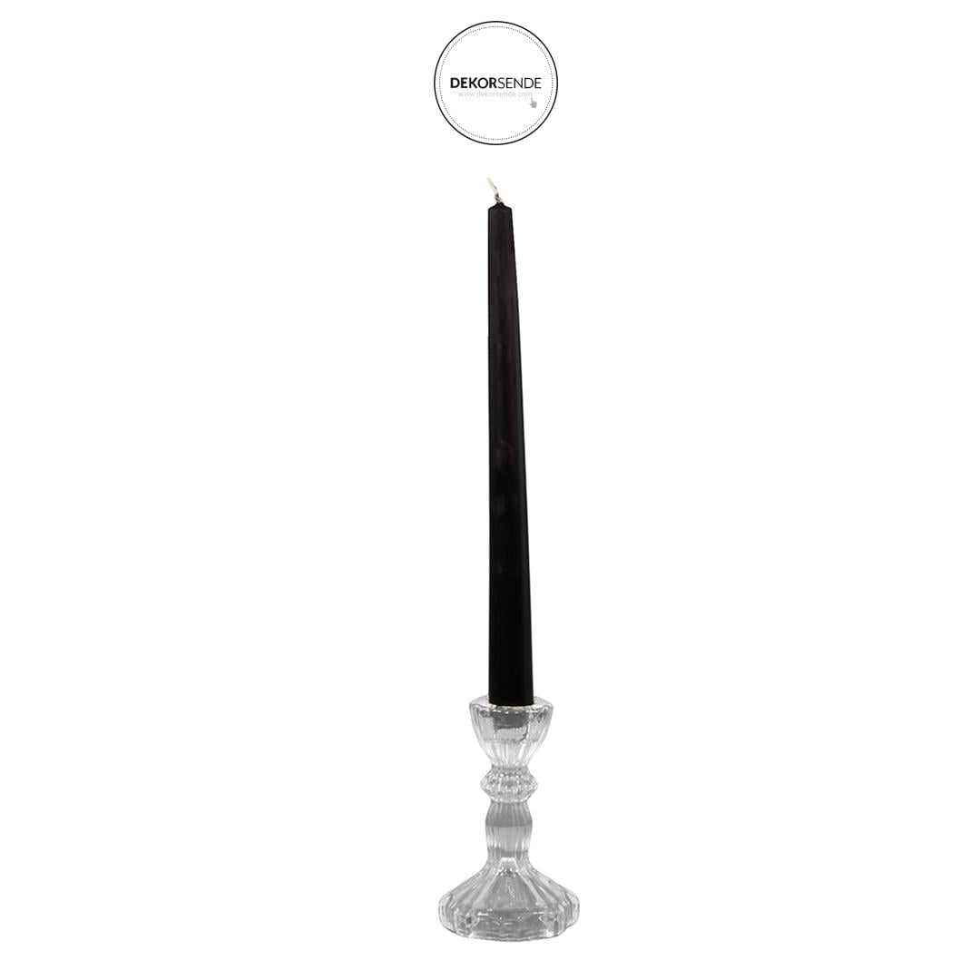 Şamdan Mat Mum 2'li Siyah 26 cm - Mumlar