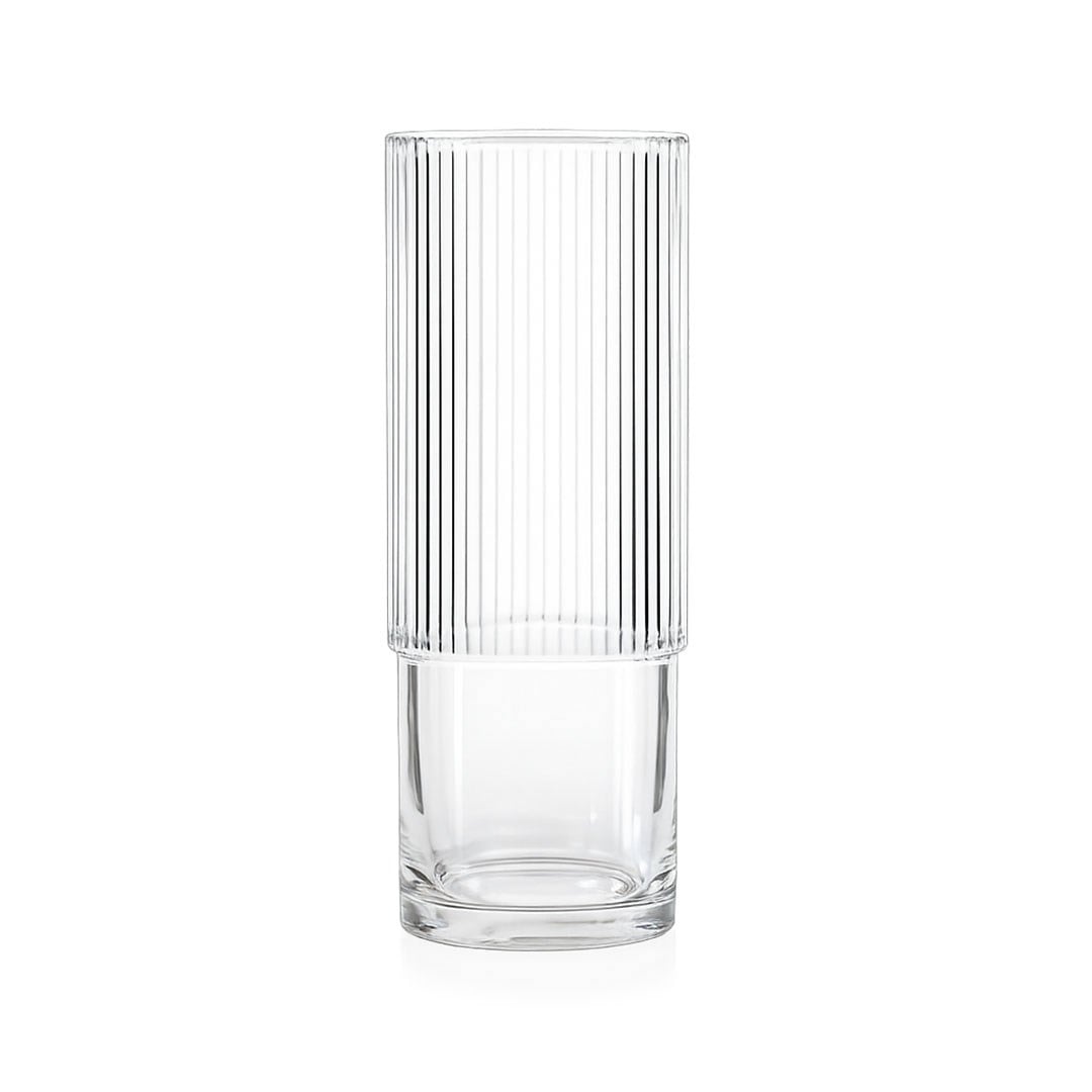 Silindir Çizgili Optik Cam Vazo Şeffaf 32 cm - Kategorisiz