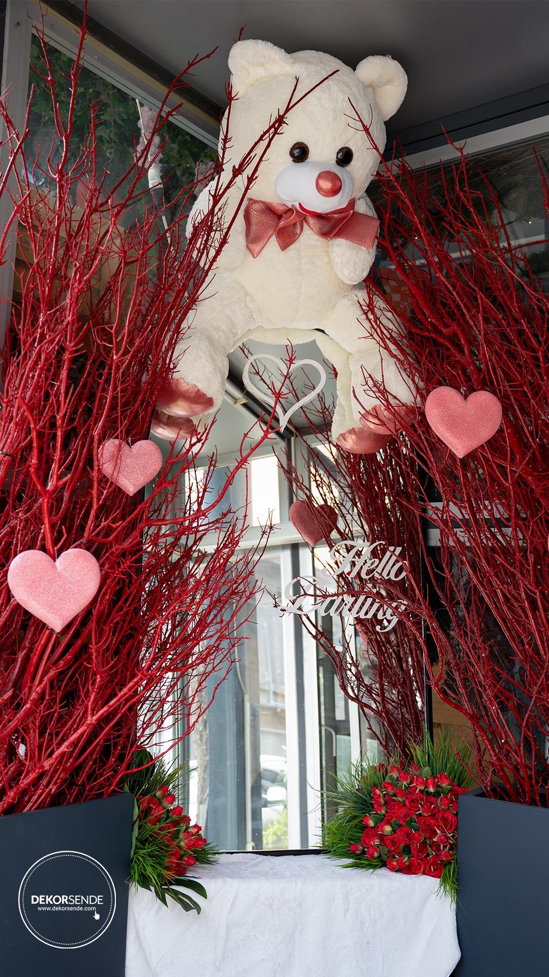 Simli Pembe Kalp 21 cm - Sevgililer Günü