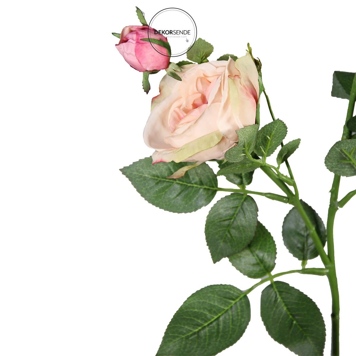 Yapay 3 Kafalı Açmış Bahçe Gül Dal Pembe 66 cm - Yapay Çiçek Dalları ve Demetleri