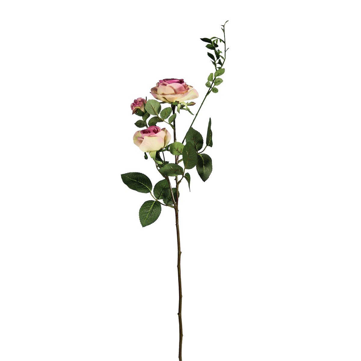 Yapay 3 Kafalı Açmış Gül Dal Pembe 65 cm - Yapay Çiçek Dalları ve Demetleri