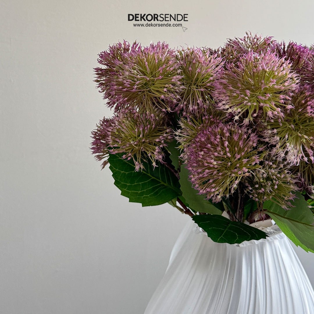 Yapay Allium Dal 5 Kafalı Mor 55 cm - Yapay Çiçek Dalları ve Demetleri