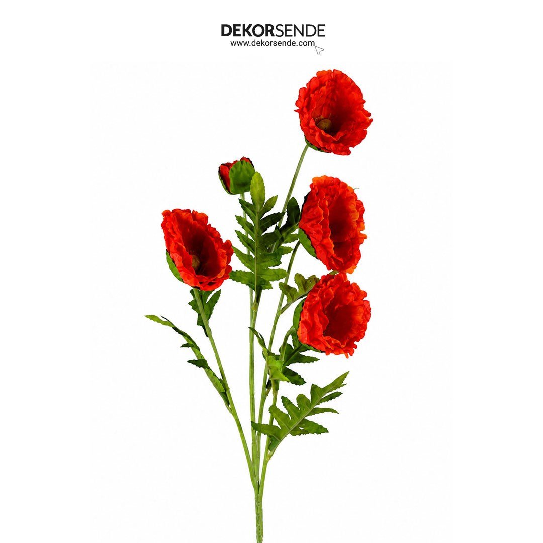 Yapay Anemon (Gelincik) Çiçeği Dal Turuncu 105 cm - Yapay Çiçek Dalları ve Demetleri