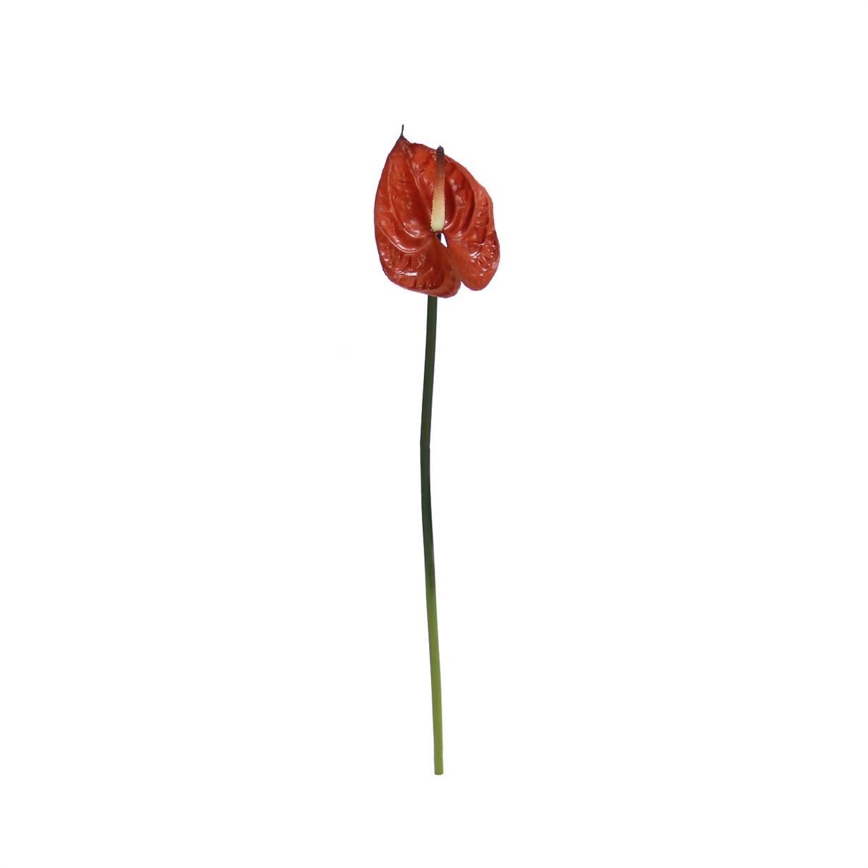 Yapay Antoryum Çiçeği Canlı Dokunuş Kahverengi 40 cm - Yapay Çiçek Dalları ve Demetleri