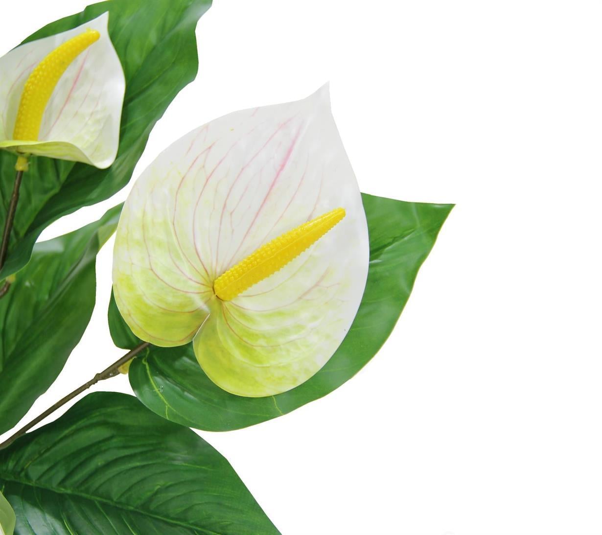 Yapay Antoryum Demeti Beyaz 45 cm - Yapay Çiçek Dalları ve Demetleri