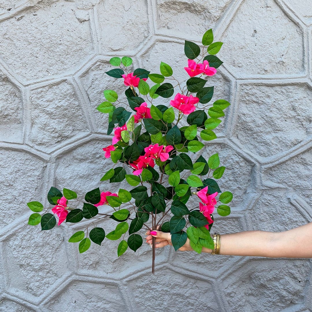 Yapay Begonvil Yaprak 3 Dal Pembe 70 cm - Yapay Ağaç Yaprakları