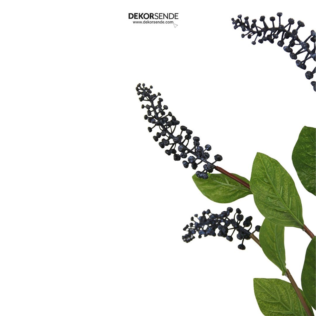 Yapay Berry Dal Yapraklı Mor 100 cm - Yapay Çiçek Dalları ve Demetleri