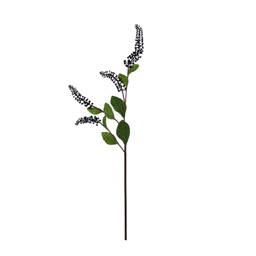 Yapay Berry Dal Yapraklı Mor 100 cm - Yapay Çiçek Dalları ve Demetleri