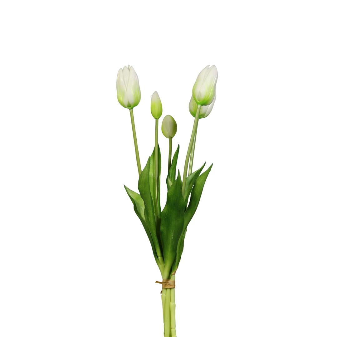 Yapay Islak Dokulu Lale Beyaz 43 cm - Yapay Çiçek Dalları ve Demetleri