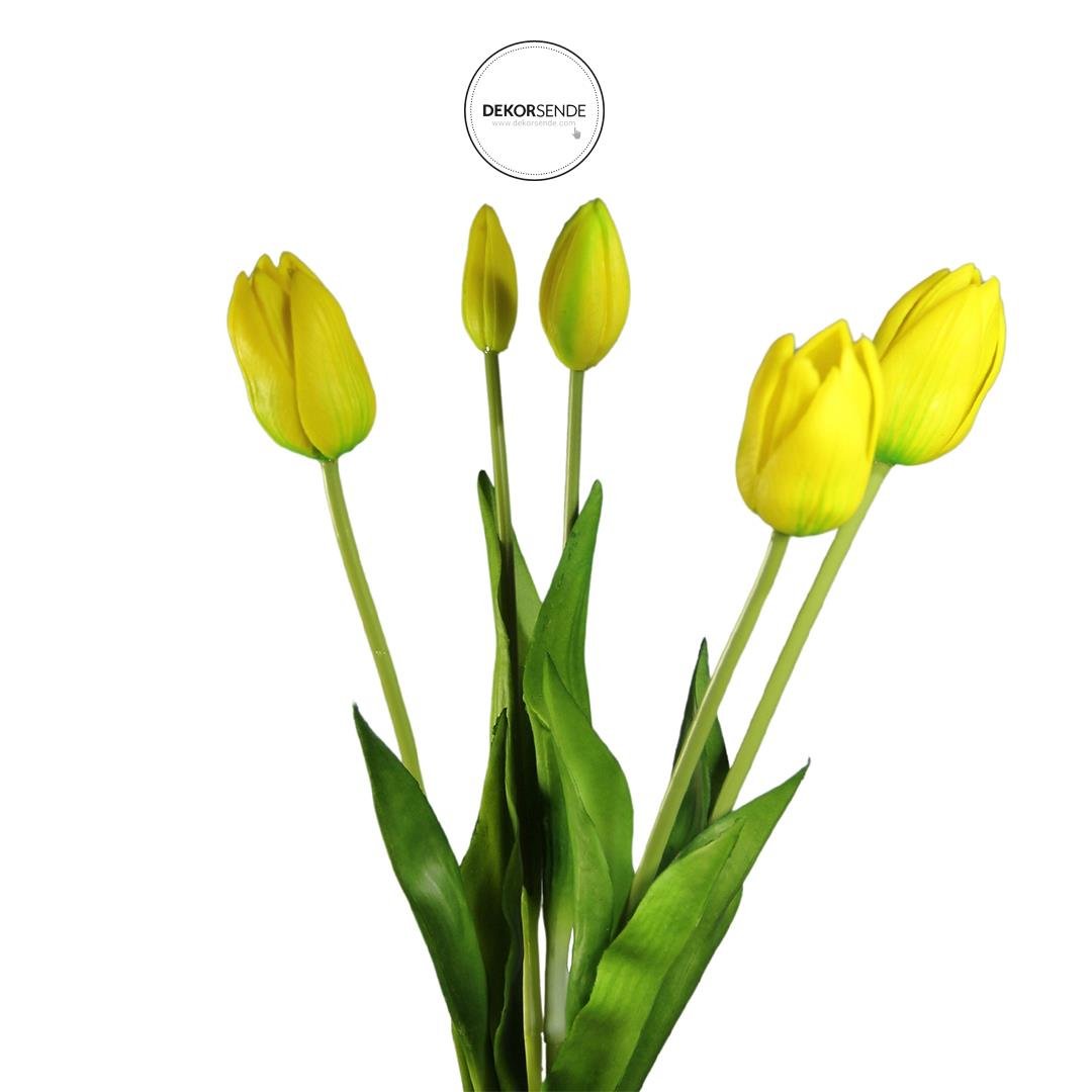 Yapay Islak Dokulu Lale Sarı 43 cm - Yapay Çiçek Dalları ve Demetleri