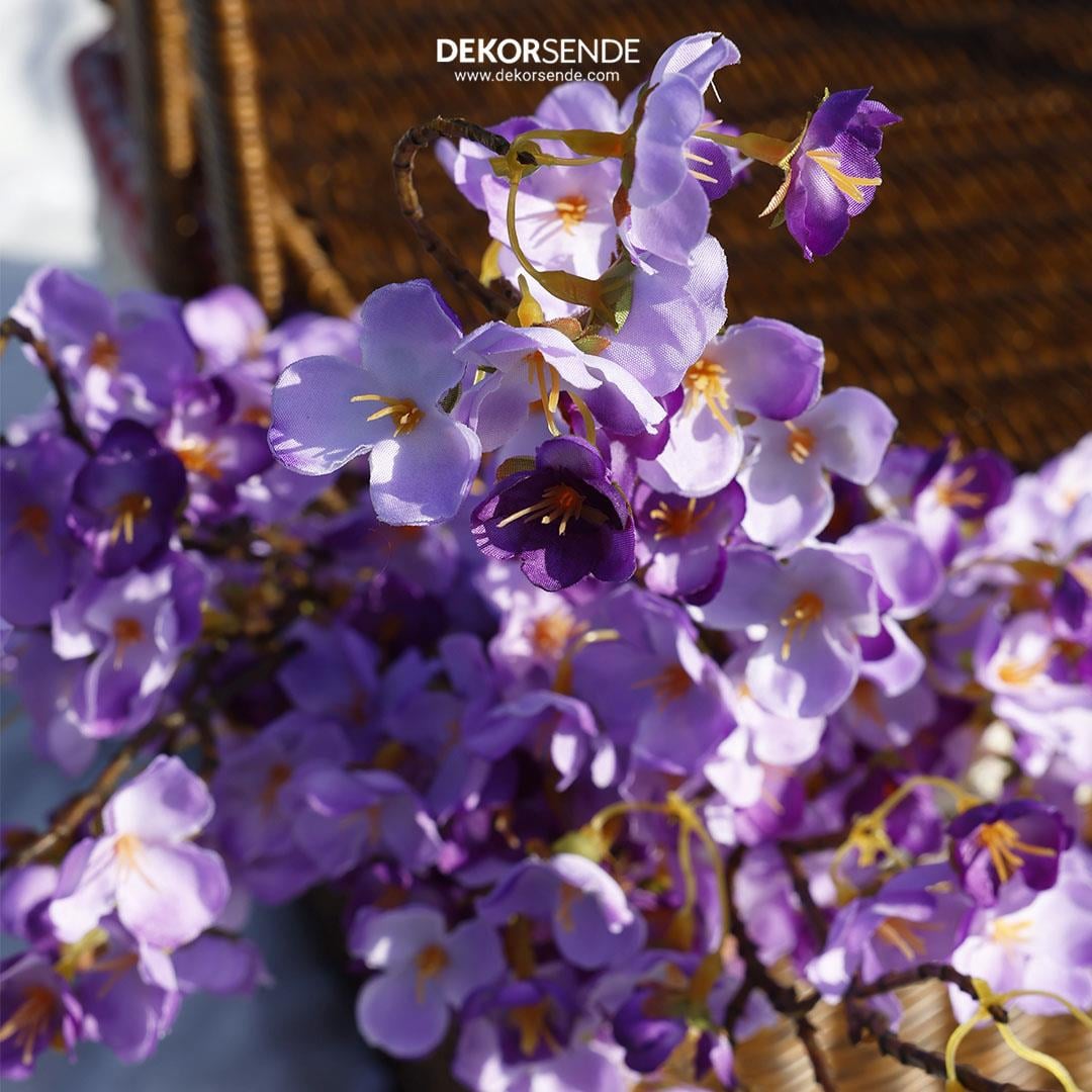 Yapay Kiraz (Sakura) Çiçek Dal Mor 65 cm - Yapay Çiçek Dalları ve Demetleri