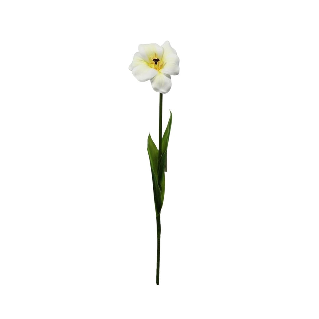Yapay Lale Dal Açmış Gerçek Dokunuş Beyaz 60 cm - Yapay Çiçek Dalları ve Demetleri