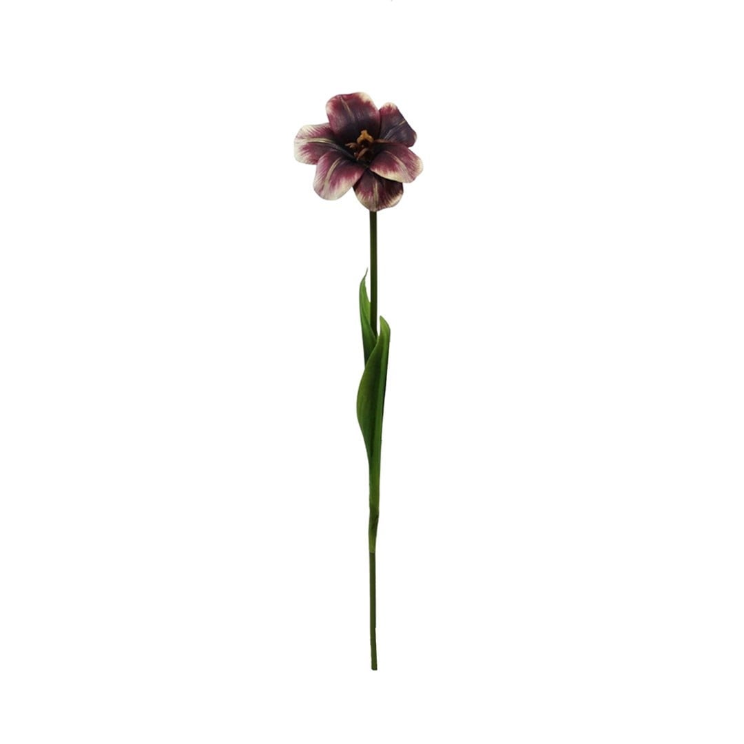 Yapay Lale Dal Açmış Gerçek Dokunuş Mor 60 cm - Yapay Çiçek Dalları ve Demetleri