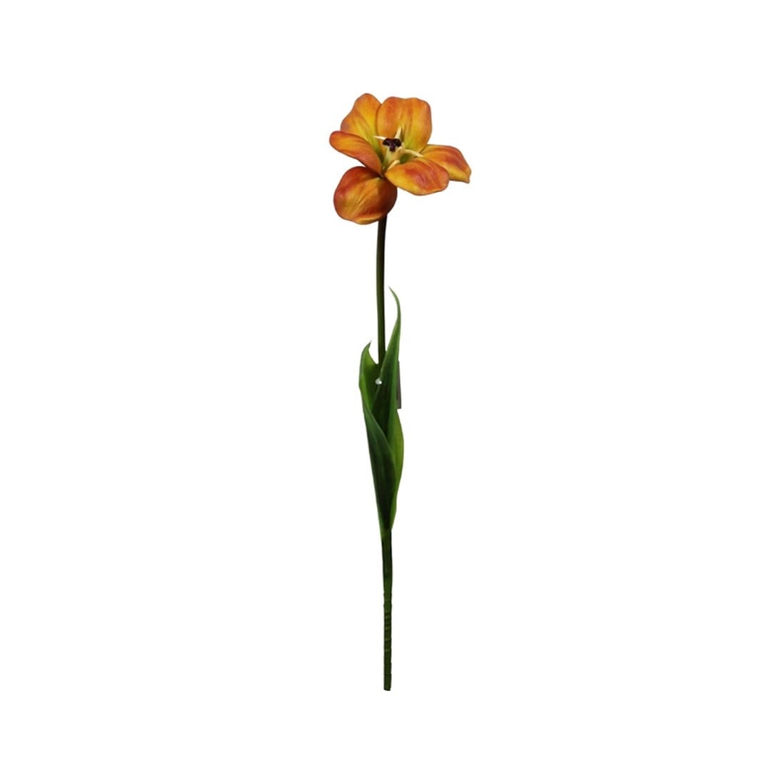 Yapay Lale Dal Açmış Gerçek Dokunuş Turuncu 60 cm - Yapay Çiçek Dalları ve Demetleri