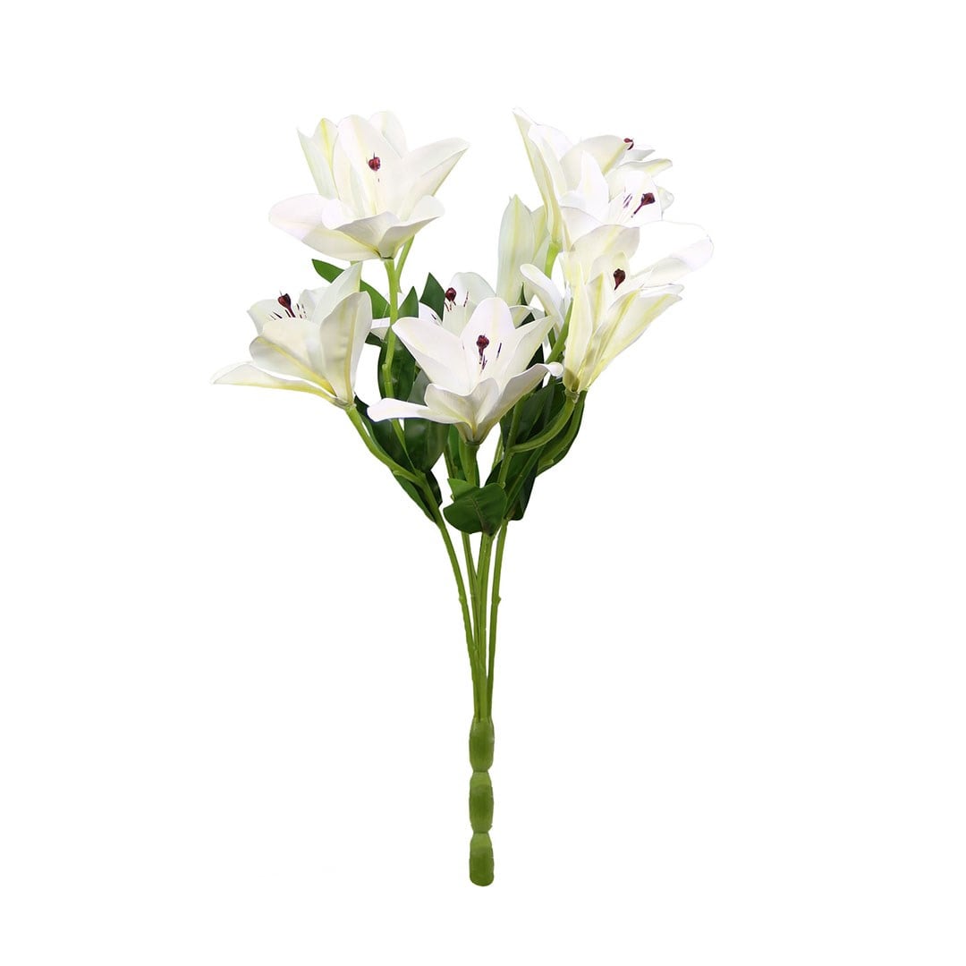 Yapay Lilyum Demet Beyaz 55 cm - Yapay Çiçek Dalları ve Demetleri