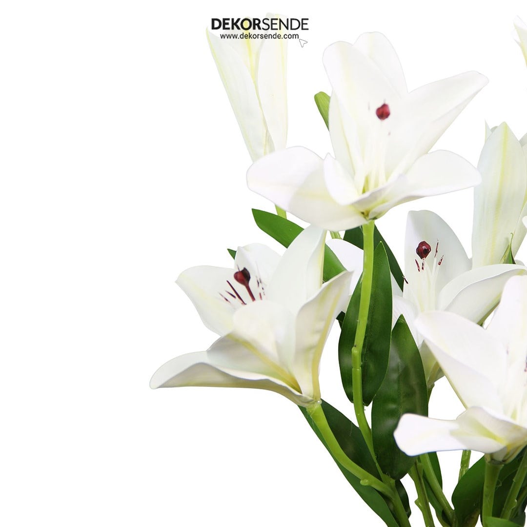 Yapay Lilyum Demet Beyaz 55 cm - Yapay Çiçek Dalları ve Demetleri