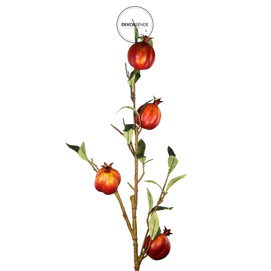 Yapay Nar Dalı Yeşil Kırmızı 90 cm - Yapay Ağaç Yaprakları