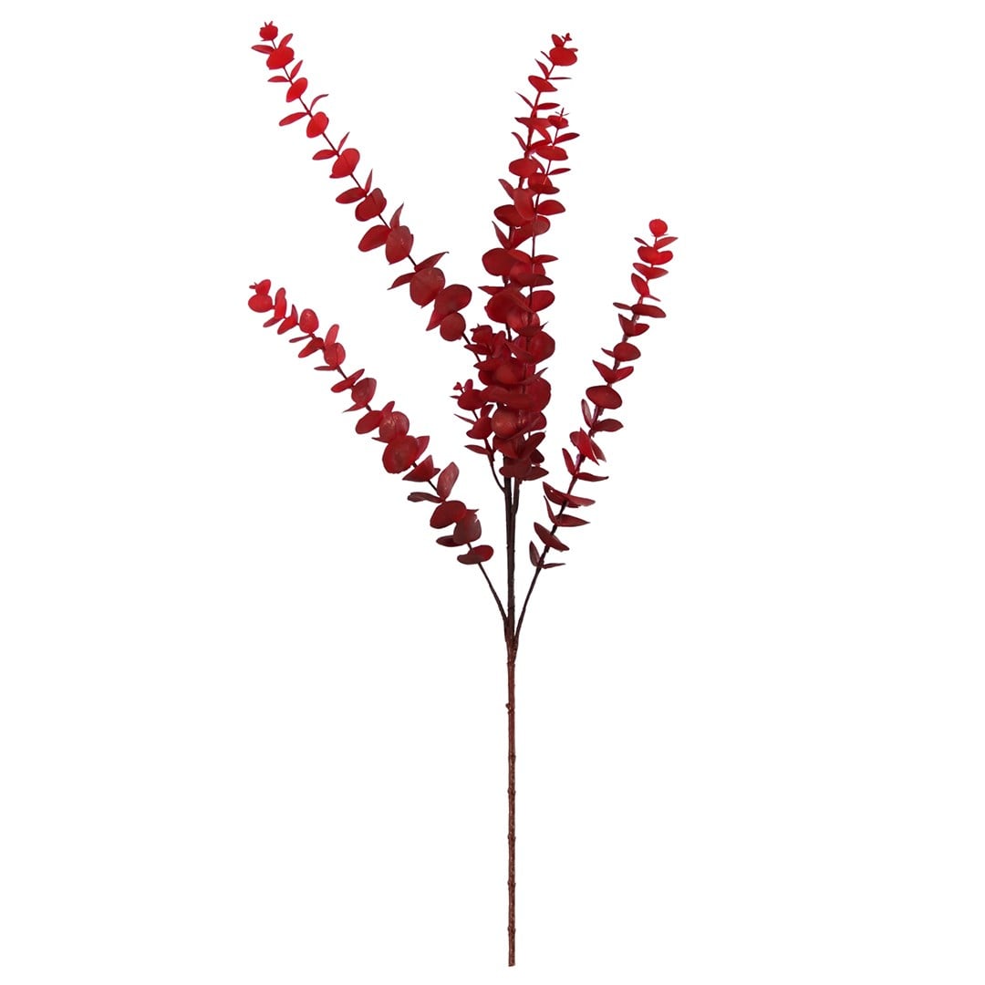 Yapay Okaliptus Demet Kırmızı 90 cm - Yapay Çiçek Dalları ve Demetleri