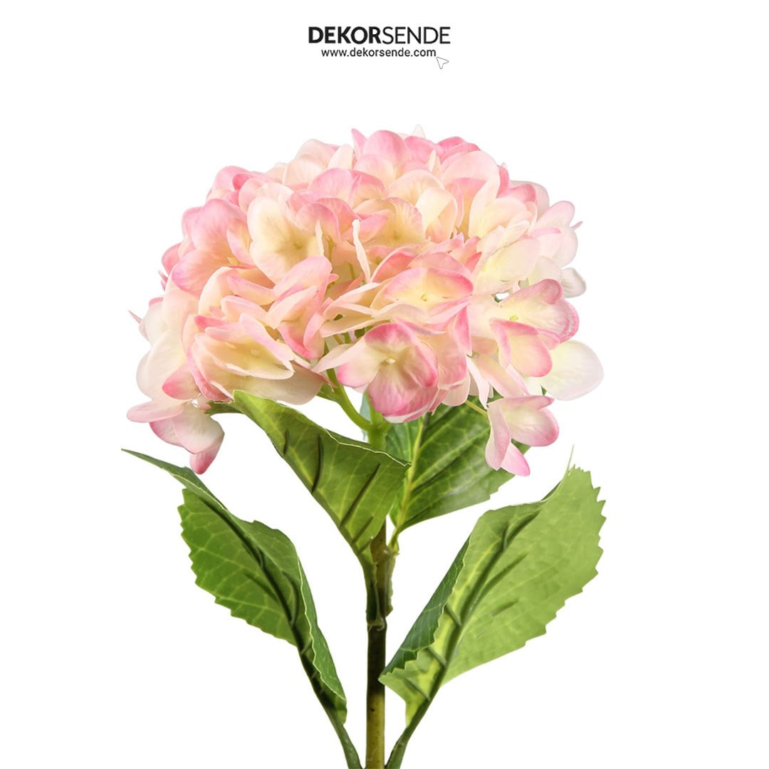 Yapay Ortanca Dal Islak Dokulu Pembe 70 cm - Yapay Çiçek Dalları ve Demetleri