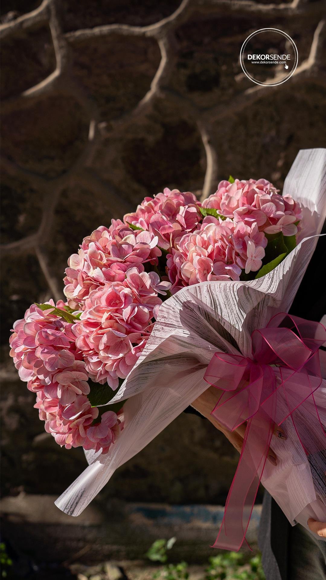 Yapay Ortanca Dal Pembe 60 cm - Yapay Çiçek Dalları ve Demetleri