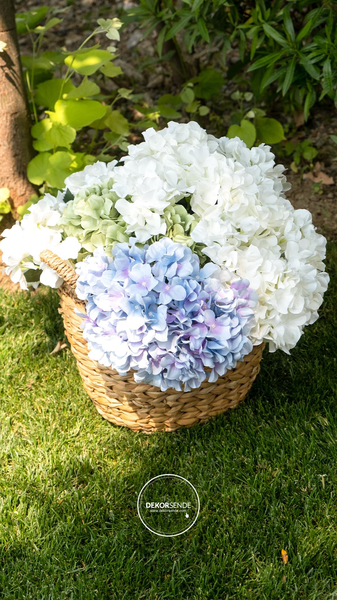 Yapay Ortanca Demeti Yeşil 45 cm - Yapay Çiçek Dalları ve Demetleri
