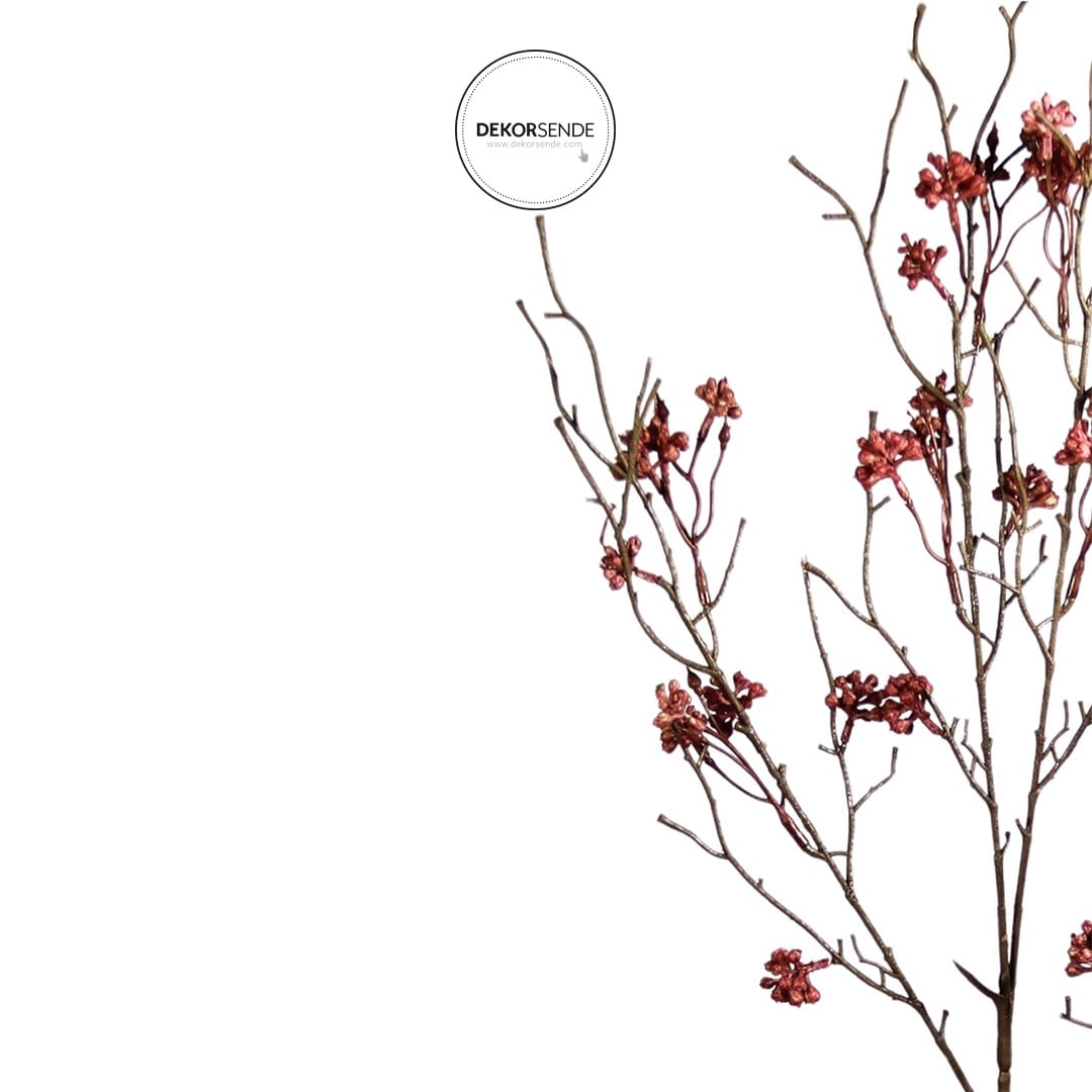 Yapay Saleks Kuru Dal Berry Pembe 77 cm - Yapay Çiçek Dalları ve Demetleri
