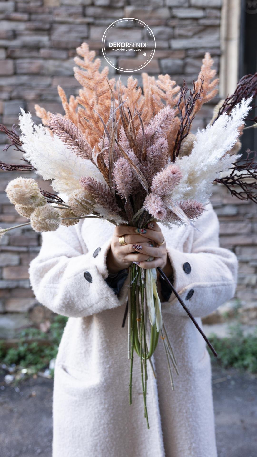 Yapay Saz Dalı Kahverengi 68 cm - Yapay Çiçek Dalları ve Demetleri