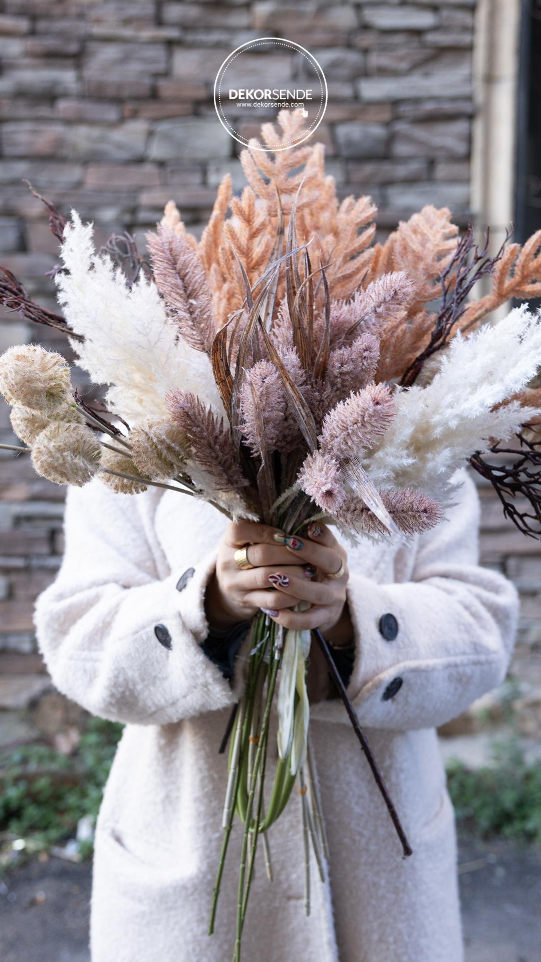 Yapay Saz Dalı Kahverengi 68 cm - Yapay Çiçek Dalları ve Demetleri