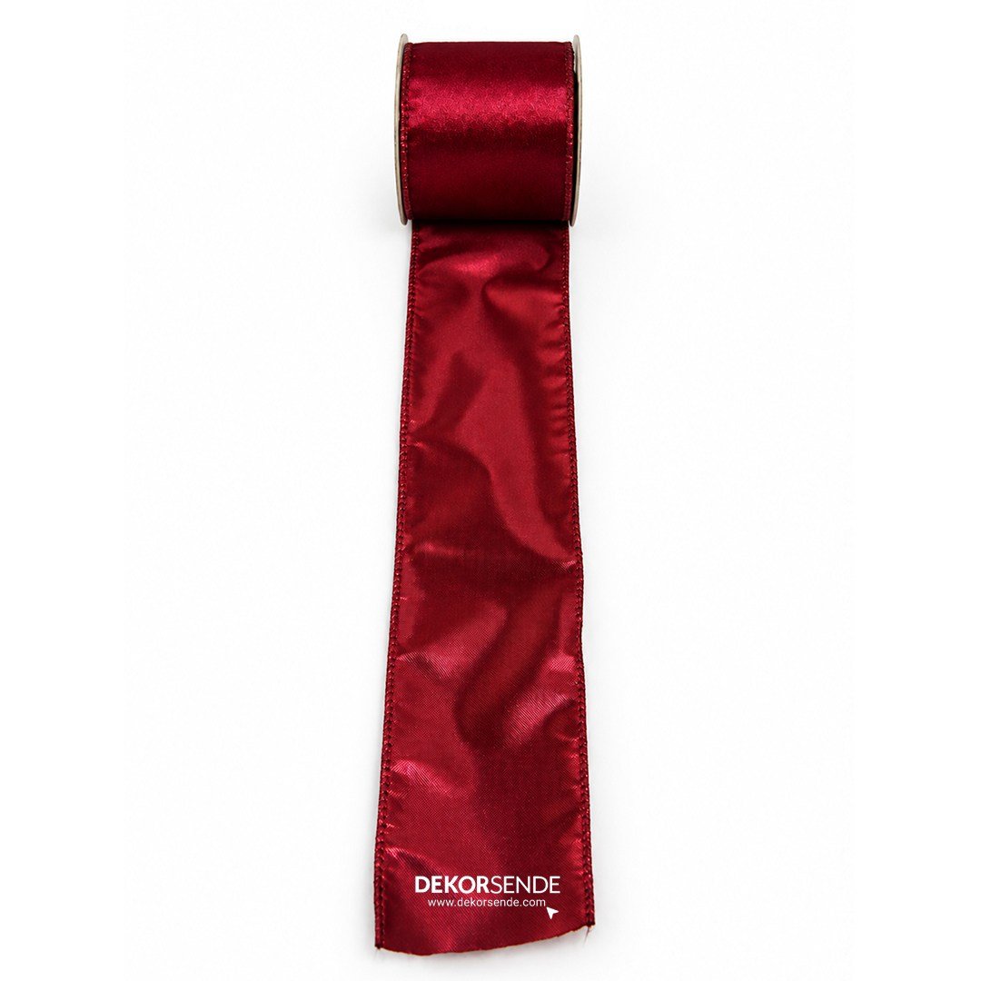 Yılbaşı Ağaç Kurdelesi Şerit Çift Taraflı Bordo 6cm x 2m - Kategorisiz