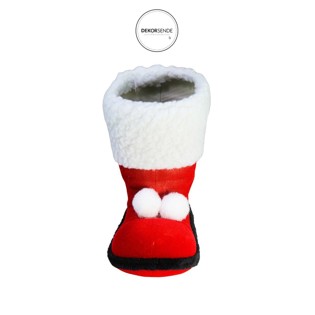 Yılbaşı Ağaç Süsü Bot Peluşlu Kırmızı 15 cm - Yılbaşı Aksesuarları