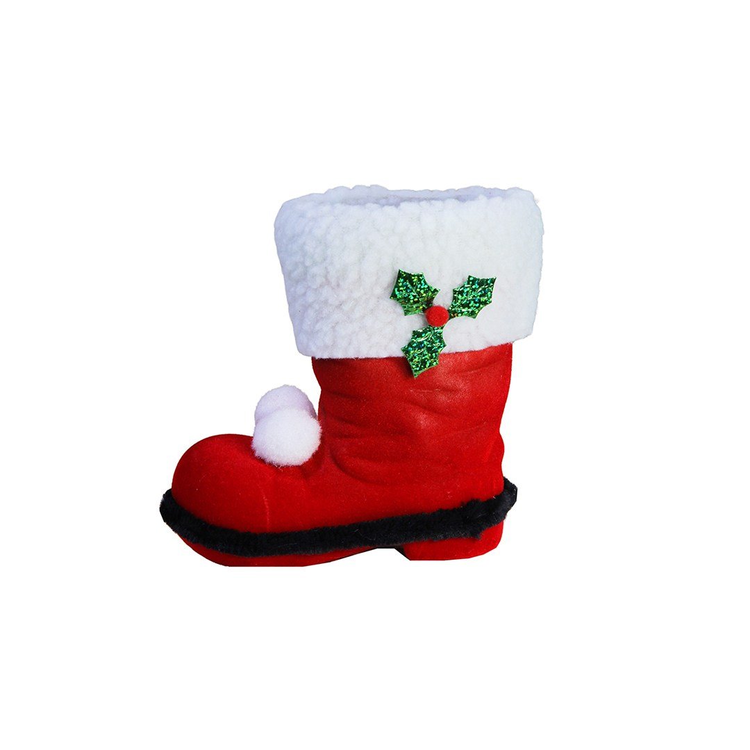 Yılbaşı Ağaç Süsü Bot Peluşlu Kırmızı 15 cm - Yılbaşı Aksesuarları