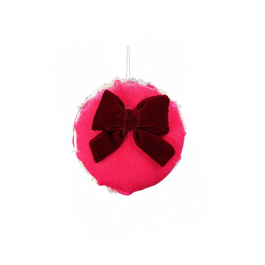 Yılbaşı Ağaç Süsü Makaron Kadife Fuşya 10 cm - Ağaç Süsleri